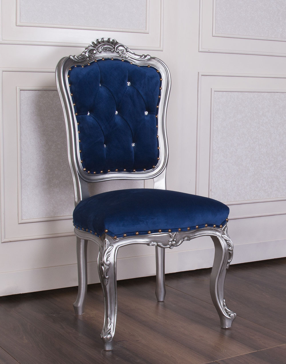 Silver & Royal Blue HORUS Dining Chair